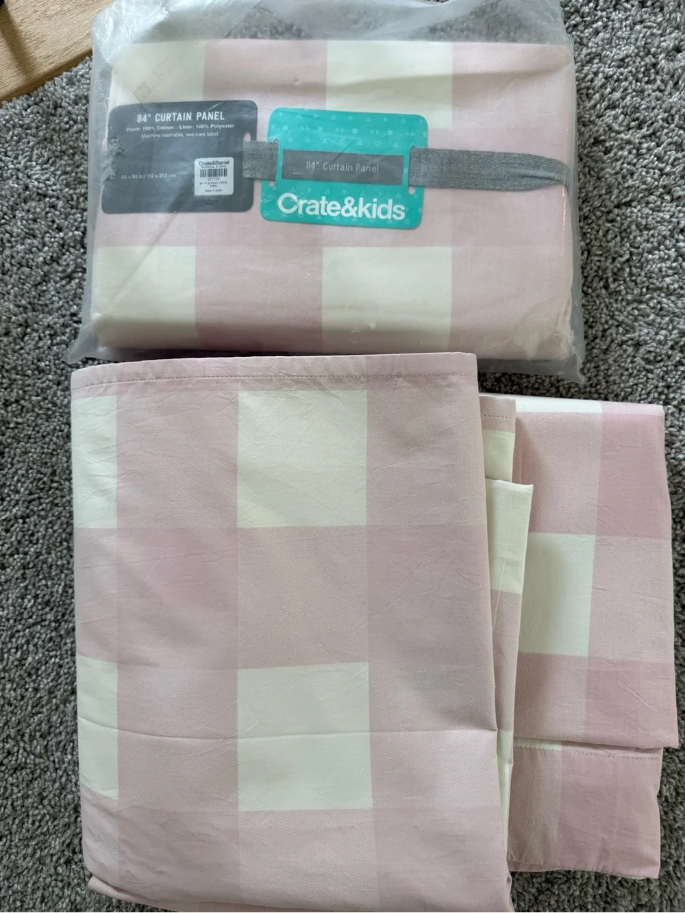 Crate & Barrell Curtains pink buffalo check
